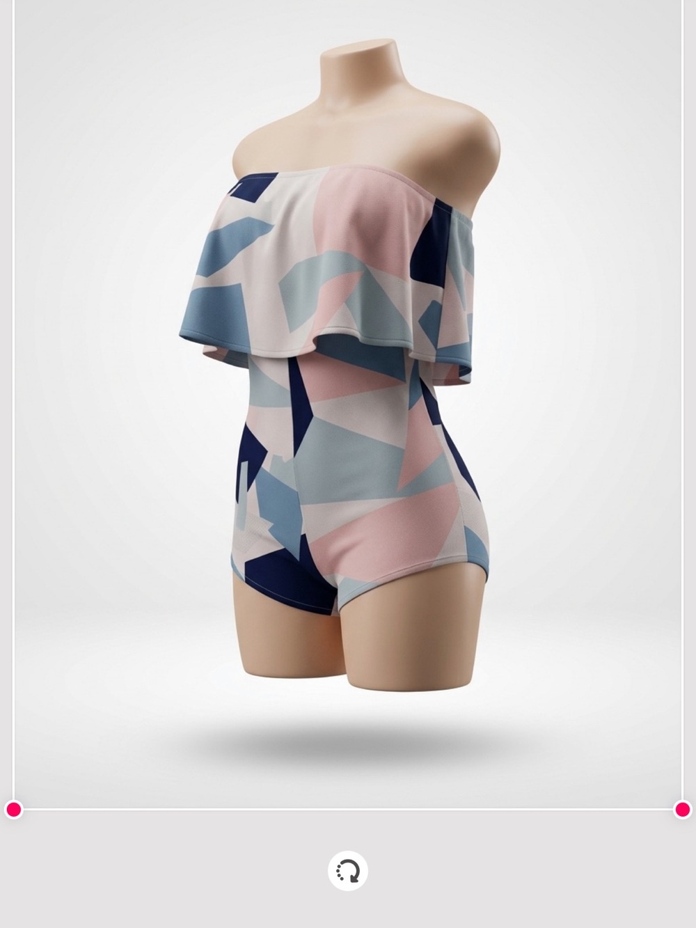 Strapless Abstract Print Romper in Pastel Blue & Blush